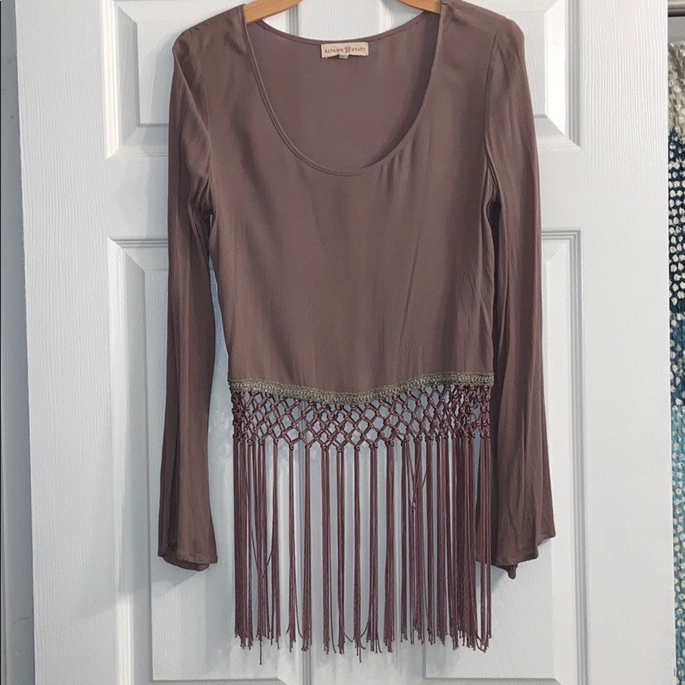 Altar’d State XS taupe fringe top